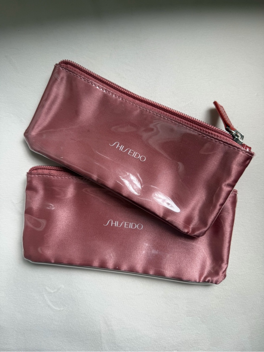 2 NWT Y2K Shiseido Pink Plastic Cosmetic Pouches